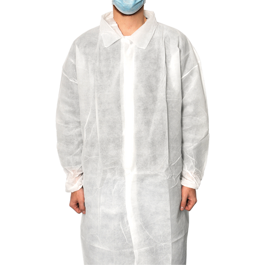 MaiMed-Coat V, besøgsfrakke af fleece med 4 trykknapper, ca. 120 cm