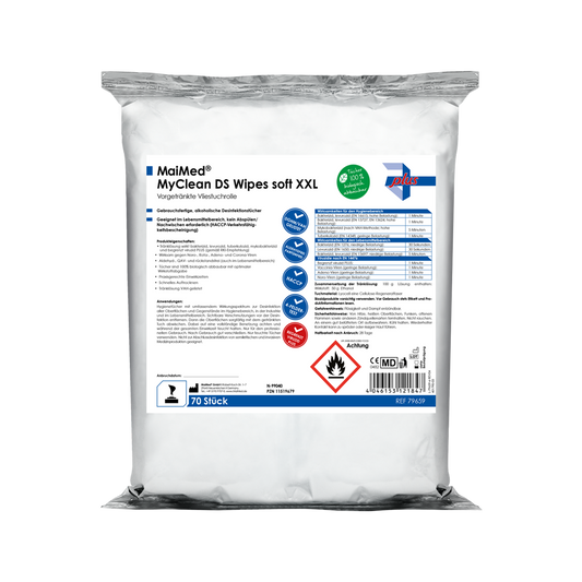 MaiMed MyClean DS Wipes soft XXL - 70 ark gennemblødt med MaiMed MyClean DS | Pakke (70 ark)