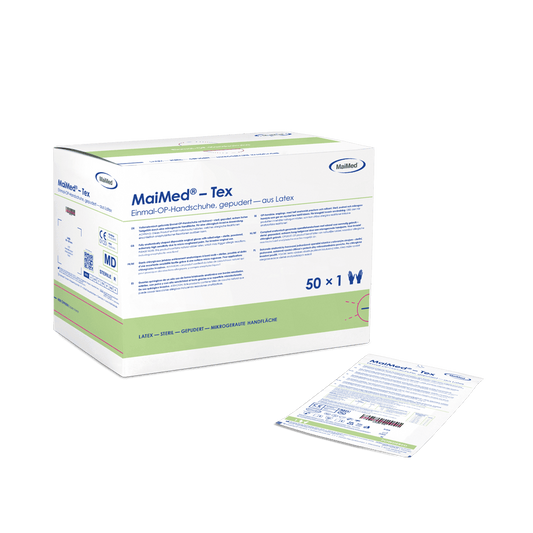 MaiMed-Tex sterile, let pulveriserede latex operationshandsker 50 par/æske