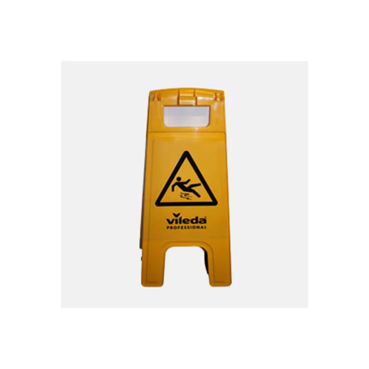 Das Warnschild „Rutschgefahr“ der Vileda GmbH zeigt ein schwarzes Rutschgefahr-Symbol auf gelbem Hintergrund und dient als wichtiges Zeichen zur Warnung vor rutschigen Oberflächen.