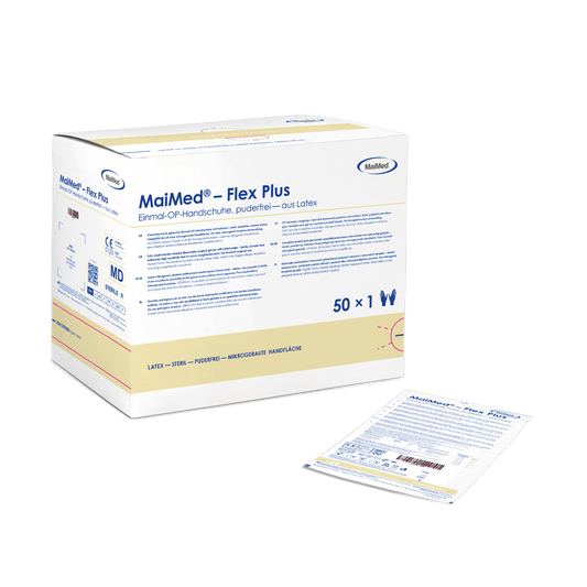 MaiMed-Flex Plus PF-sterile pudderfri latex operationshandsker, 50 par/æske