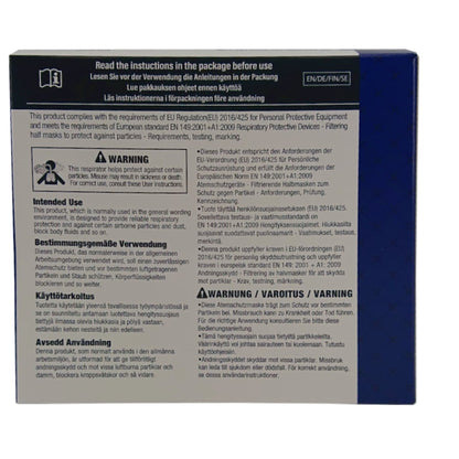 FFP2 åndedrætsmaske, hvid, 10 stk. / Boks uden ventil, ørestropper | Æske (10 stk.)