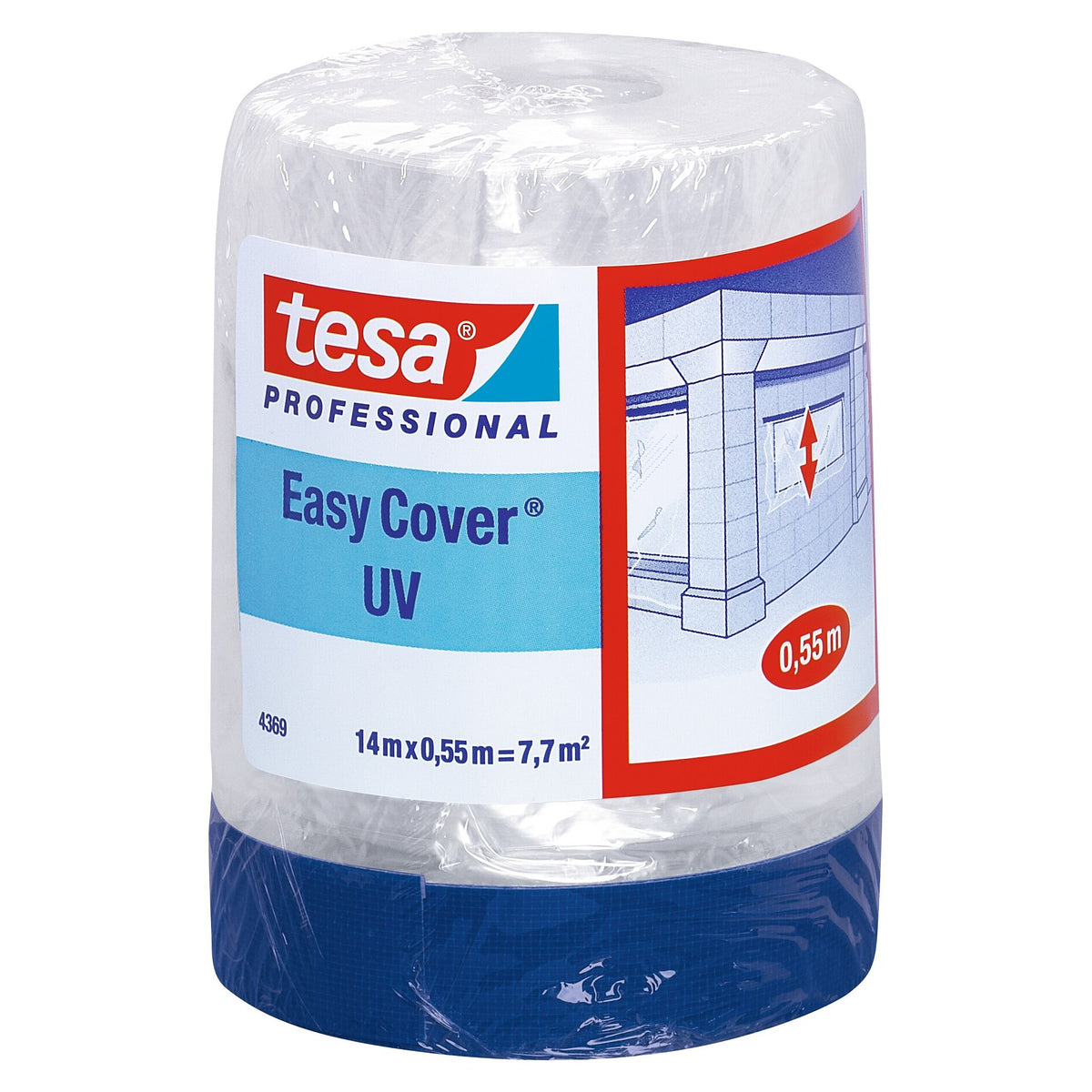 tesa Professional 4369 Easy Cover UV Gewebeband, blau 14 m x 550 mm