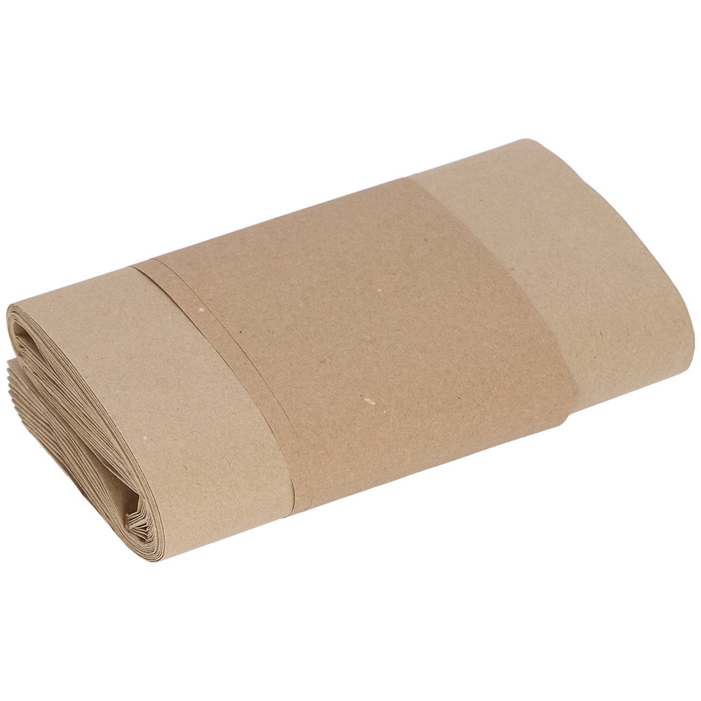 Ein sauber aufgerollter Stapel von EMIL DEISS KG (GmbH + Co.) DEISS 7052 - 21+15,5x36 cm, 80 g/m², 1-lagige Kartonrollen (100 Stück), gesichert mit einem Papierband, auf weißem Hintergrund.
