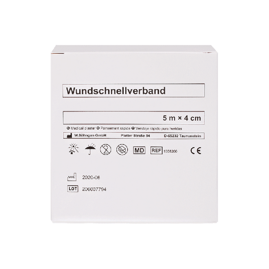 Hurtigforbinding med plaster 5 m x 4 cm