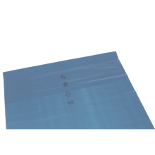 DEISS 10309 emballagefolie (800x1000x0,07 mm, blå) fra EMIL DEISS KG har tre sorte symboler (inkl. genbrug med "65") og leveres som en pakke med 250 ruller - perfekt som forsendelsesemballage.