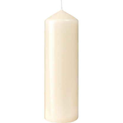 Duni GmbH Stumpelys Elfenben (220 x 70 mm) har en glat overflade, en kort hvid væge og en brændetid på ca. 90 timer.