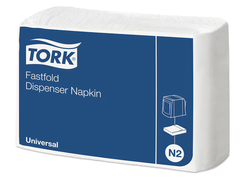 Fastfold hvid dispenserserviet | Pakke (300 ark)