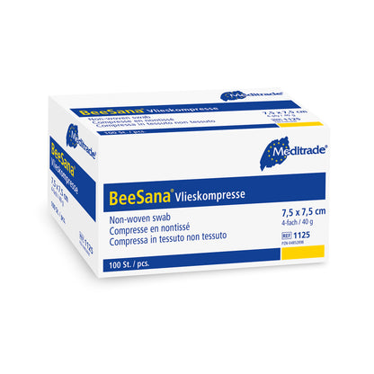 BeeSana® fleecekompress, ikke-steril, 4-fold, 40 g, 7,5 x 7,5 cm | Pakke (100 stk.)