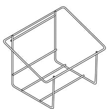 Minimalistisk stregtegning af dåseholderen til 2x5 liter fra Diversey Deutschland GmbH & Co. OHG; kendetegnet ved en åben rustfri stålkonstruktion til at rumme to 5-liters dåser, med skrå sider og tynd metalstangskonstruktion.