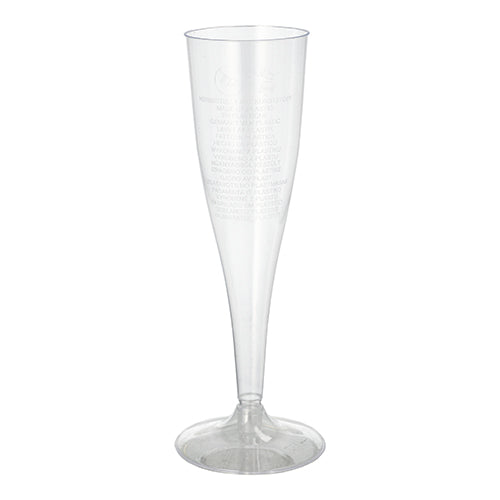 De Starpak 10 stilkglas til champagne, krystalklar og i ét stykke (0,1l, Ø 4,8 cm, 19,9 cm), placeret oprejst mod en hvid baggrund, tilføjer et strejf af elegant glaskultur til enhver fest.