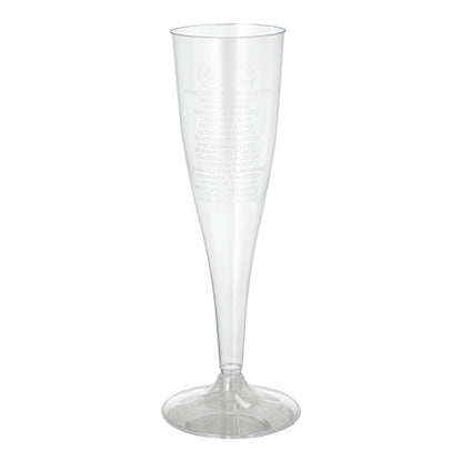 De Starpak 10 stilkglas til champagne, krystalklar og i ét stykke (0,1l, Ø 4,8 cm, 19,9 cm), placeret oprejst mod en hvid baggrund, tilføjer et strejf af elegant glaskultur til enhver fest.