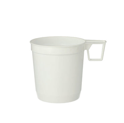 Die Starpak 40 Kaffeetassen (0,25 l, Ø 8 cm, 8,5 cm, weiss) aus hochwertigem PS-Material mit flachem Henkel sind perfekt für den täglichen Kaffeegenuss und kommen in Schrumpffolie (40 Stück).