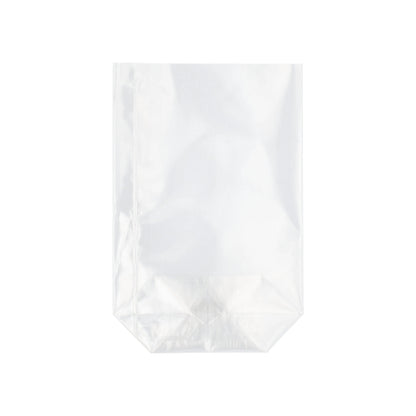 Starpak 300 bundpose af gennemsigtig PP står med flad bund oprejst mod hvid baggrund.