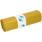 En rulle EMIL DEISS KG (GmbH + Co.) DEISS 13004 affaldsposer (700x1100x0,07 mm, gul, 25 stykker) er forsynet med en hvid etiket med blå tekst og logo. Den enkle hvide baggrund fremhæver disse poser for en nem affaldshåndtering.