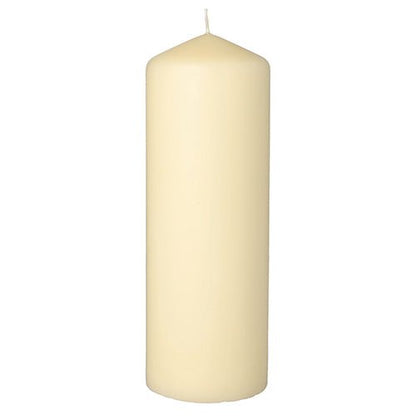 Starpak-stumpelyset med ekstra lang brændetid (Ø 70 mm, 200 mm) står oprejst mod en hvid baggrund – ideelt som elegant stueindretning.