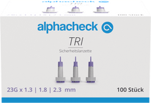Alphacheck TRI sikkerhedslancetter 23G | Pakke (100 stk.)