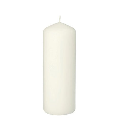 Et Starpak stumpljus med ekstra lang brændetid (Ø 60 mm, 165 mm, hvid) står oprejst mod en hvid baggrund og tilbyder langvarig lysnydelse.