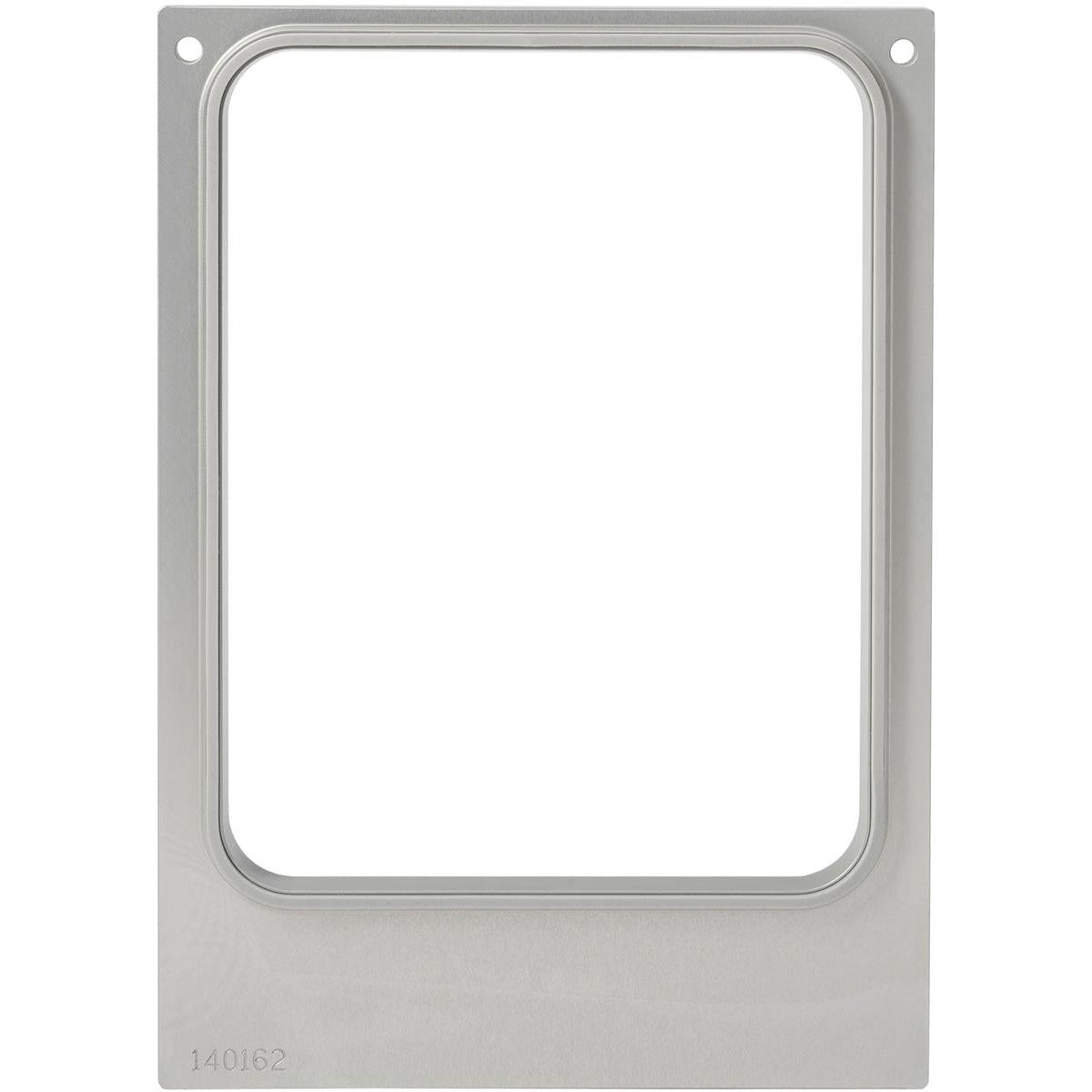 Afbildet er en rektangulær metalramme fra Duni GmbH, designet til kassette DF10/20 til CPET skåle 960, 1200, 1500 ml (Sæt | Pakke 1 stk), med afrundede indvendige kanter og to øverste hjørnehuller. Nederst til venstre er "140162" indgraveret.