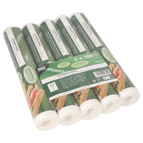 Det PAPSTAR smørrebrødspapir, 25x30 cm, hvidt, kommer i en pakke med 500 ark indpakket i krympefolie fra PAPSTAR GmbH - ideelt til at pakke madvarer.