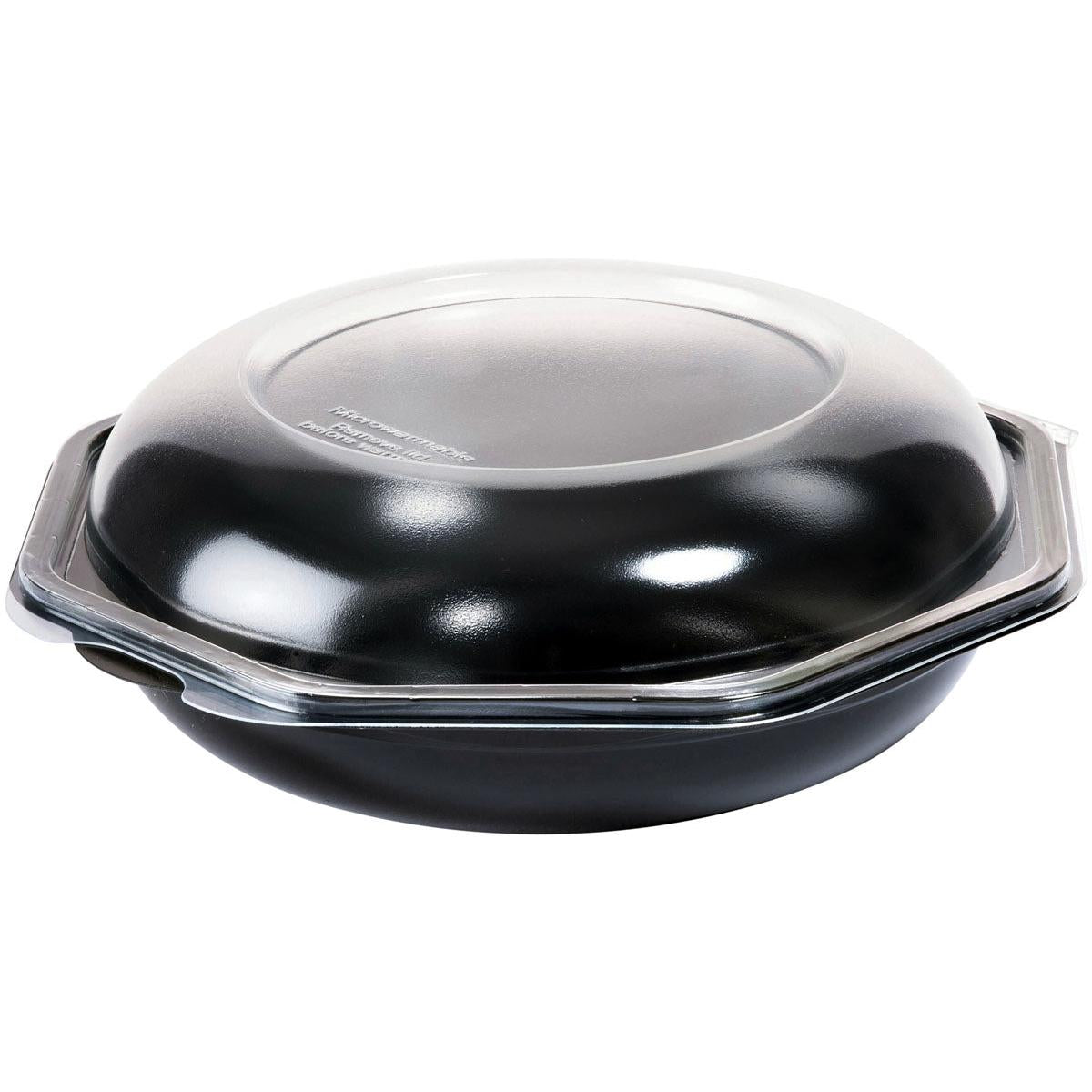 Octabowl® Sort/Transparent (190x190x71 mm) fra Duni GmbH er en alsidig rund fødevarebeholder med klart låg, ideel til opbevaring eller transport af madvarer. Leveres i pakker med 290 stykker.