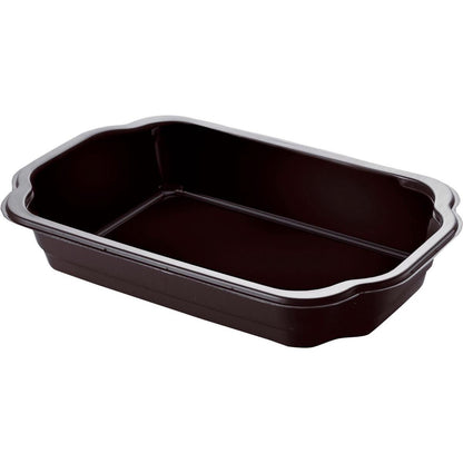 Den fødevaregodkendte PP-skål Take-Away Sort PP 250x159 fra Duni GmbH er en sort, rektangulær boks med let buede kanter og flad bund, afbildet mod hvid baggrund.