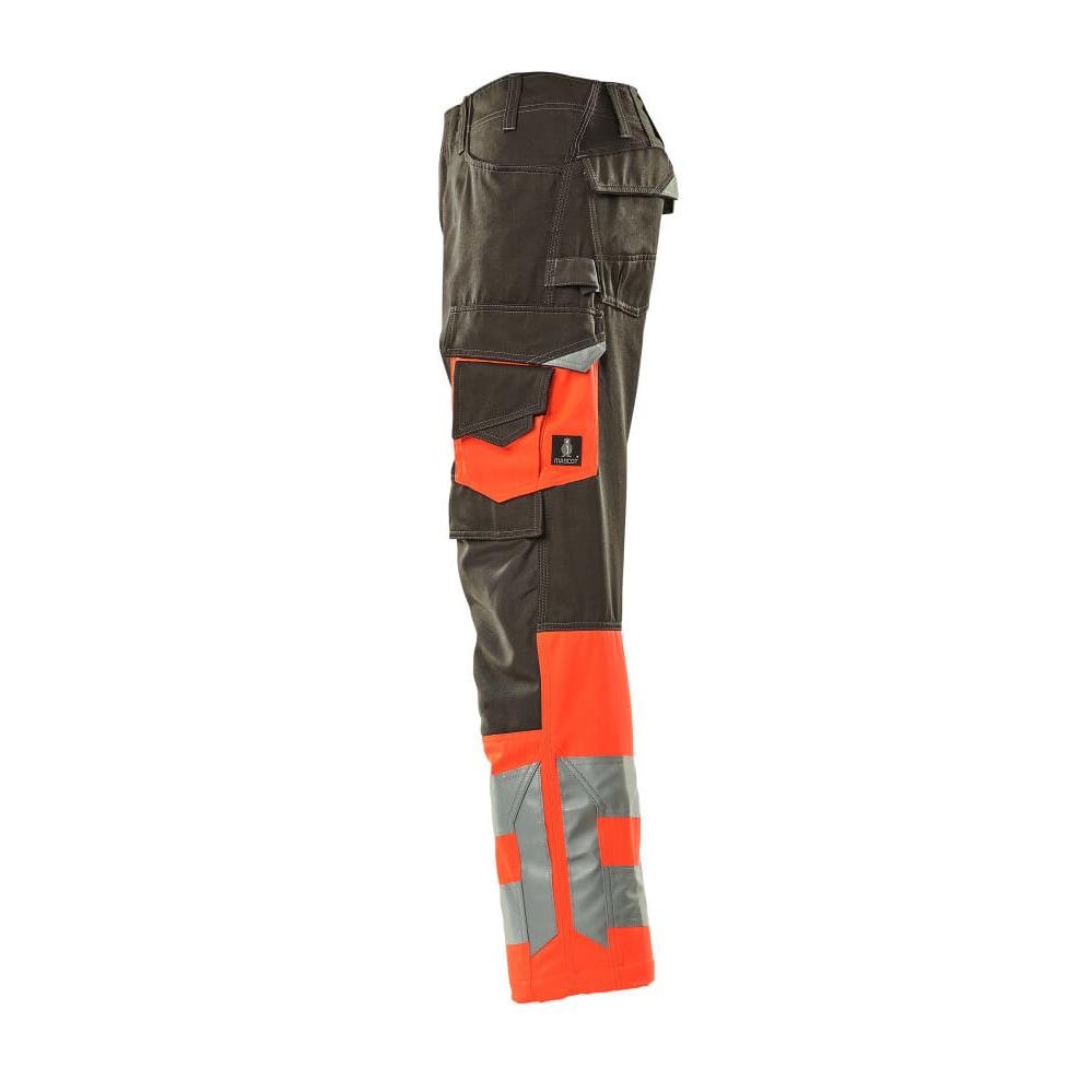 MASCOT® Leeds bukser, mørk antracit/hi-vis rød