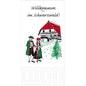 Illustration af et par i Schwarzwald-dragt ved et hus med rødt tag med "Velkommen til Schwarzwald" - ideel til Duni GmbH Zellt.-servietter 33x33 cm, 3-lags, Schwarzwald (pakke med 250 servietter).
