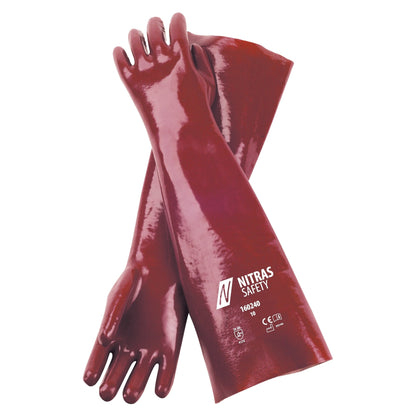 NITRAS PVC-handsker, røde, EN 388 bomuldsjersey | Pakke (12 par)