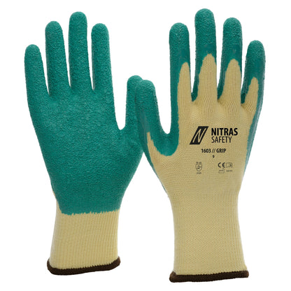 NITRAS GRIP, latexhandsker, gul/grøn