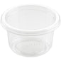 Duni GmbH Dressingbæger Fixpack Transparent APET 80x80x46 mm (pakke med 50 stk) er en lille, rillet, bredkantet beholder, ideel til saucer eller krydderier, vist tom på hvid baggrund.