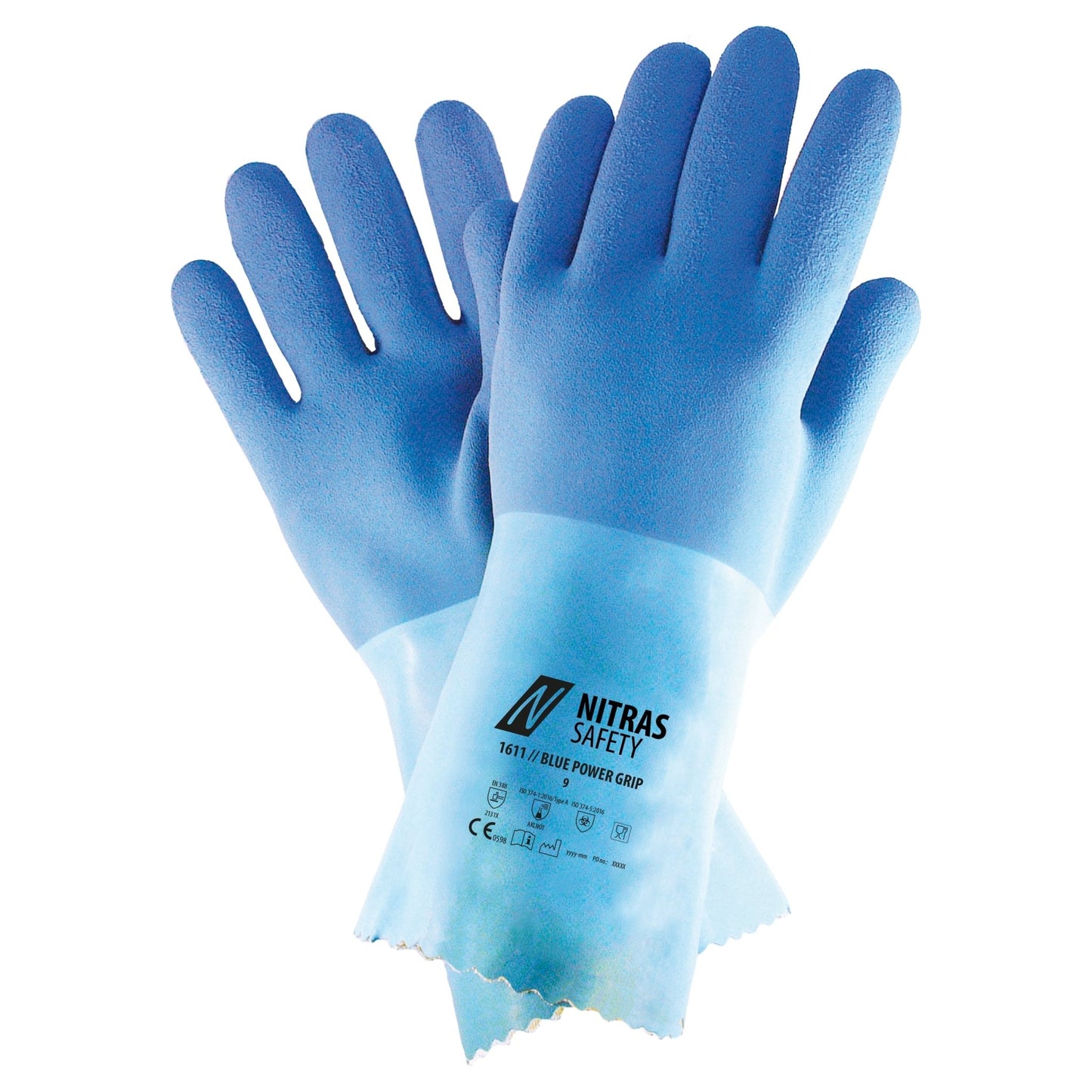 NITRAS BLUE POWER GRIP, kemikaliebeskyttelseshandsker, blå