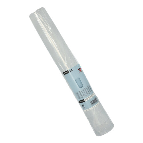 Eine Packung mit 10 Starpak Mehrweg-Gläsern für Longdrinks mit einem blau-weißen Etikett mit Produktinformationen und Branding.