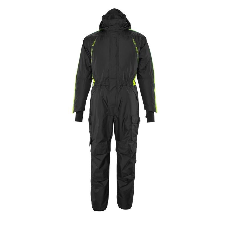 Overall med knælommer, letvægts vinterkombination, sort/hi-vis gul