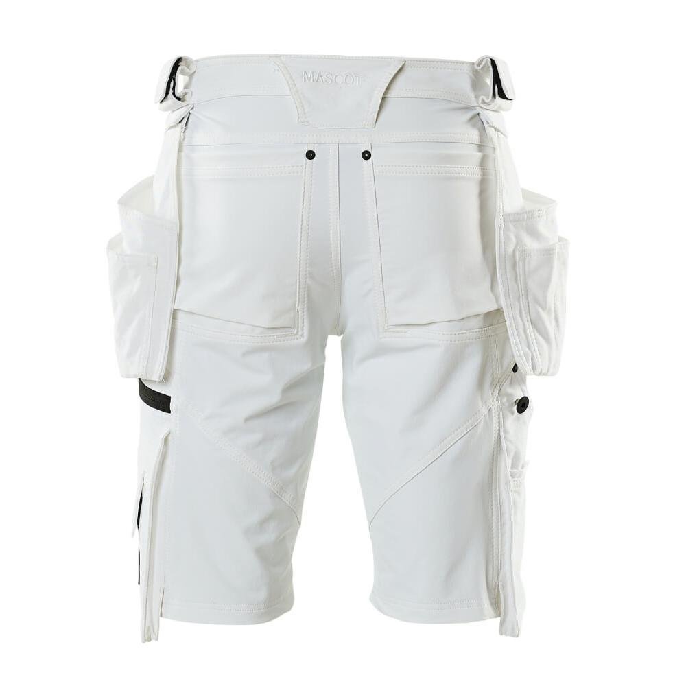 Shorts, aftagelige hængelommer, strækhåndværkershorts, hvide