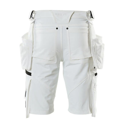 Shorts, aftagelige hængelommer, strækhåndværkershorts, hvide