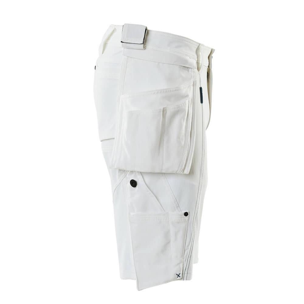Shorts, aftagelige hængelommer, strækhåndværkershorts, hvide