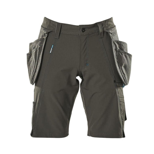 Shorts, aftagelige hængelommer, strækhåndværkershorts, mørk antracit
