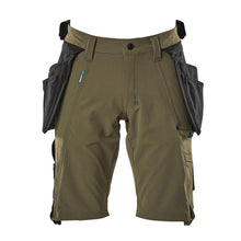 Shorts, aftagelige hængelommer, strækhåndværkershorts, mosgrønne