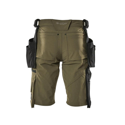 Shorts, aftagelige hængelommer, strækhåndværkershorts, mosgrønne