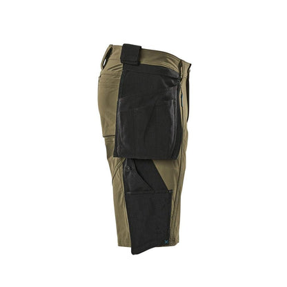 Shorts, aftagelige hængelommer, strækhåndværkershorts, mosgrønne