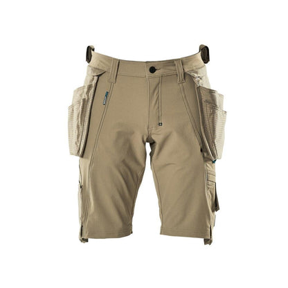 Shorts, aftagelige hængelommer, strækhåndværkershorts, lys kaki