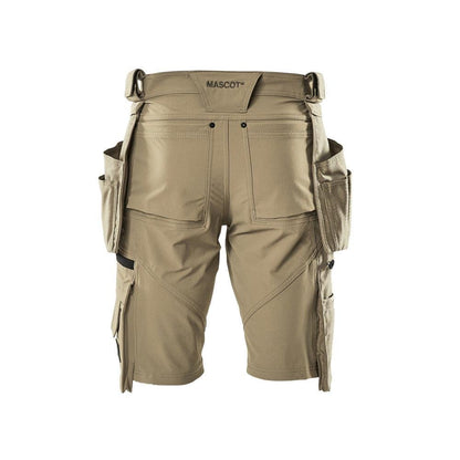 Shorts, aftagelige hængelommer, strækhåndværkershorts, lys kaki