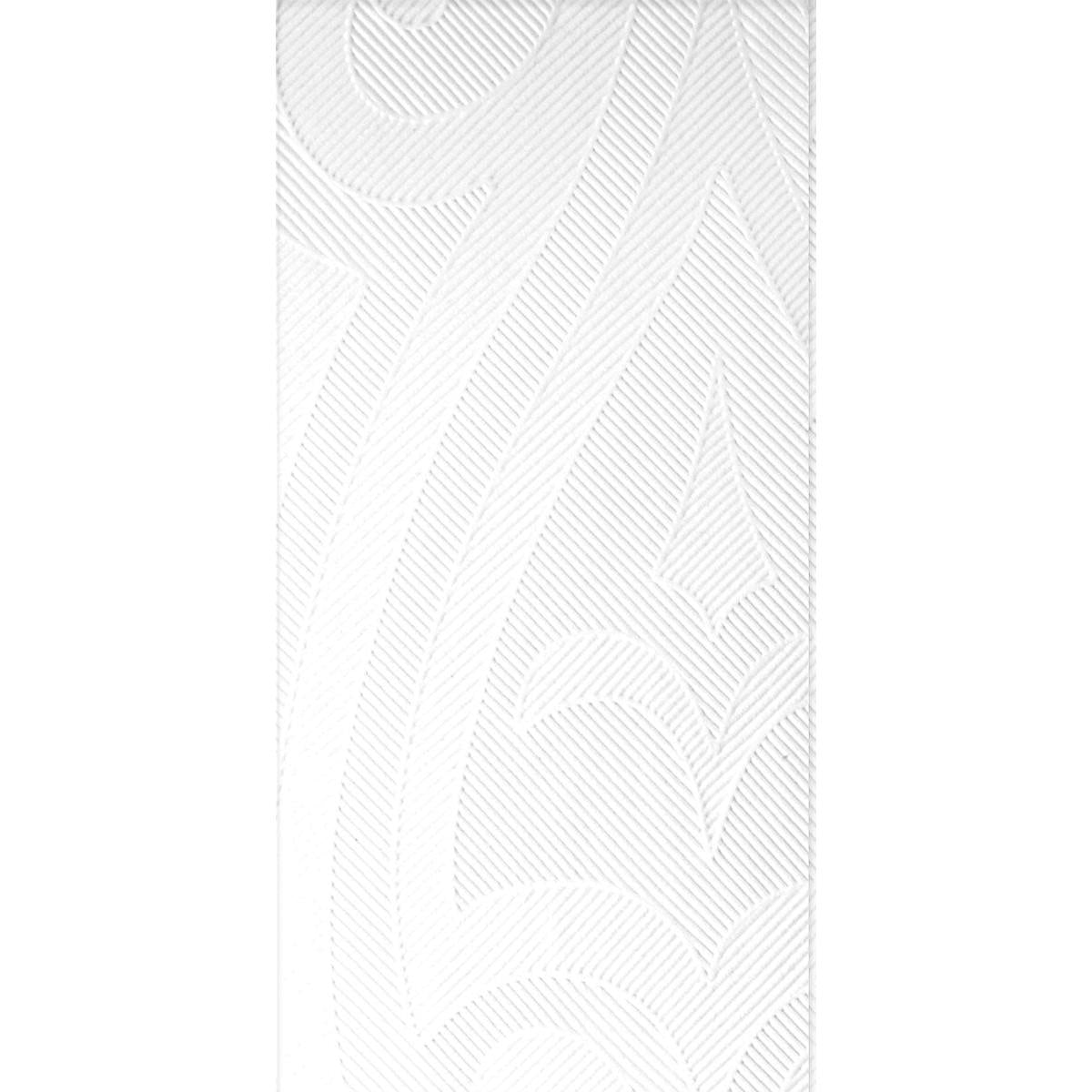 Nærbillede af en hvid serviet Elegance servietter 48x48 cm fra Duni GmbH med præget geometrisk lilje-design - ideel til borddekoration. Pakken indeholder 40 servietter.