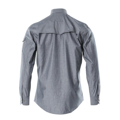 Chambray skjorte med meshfor, vasket mørk denim