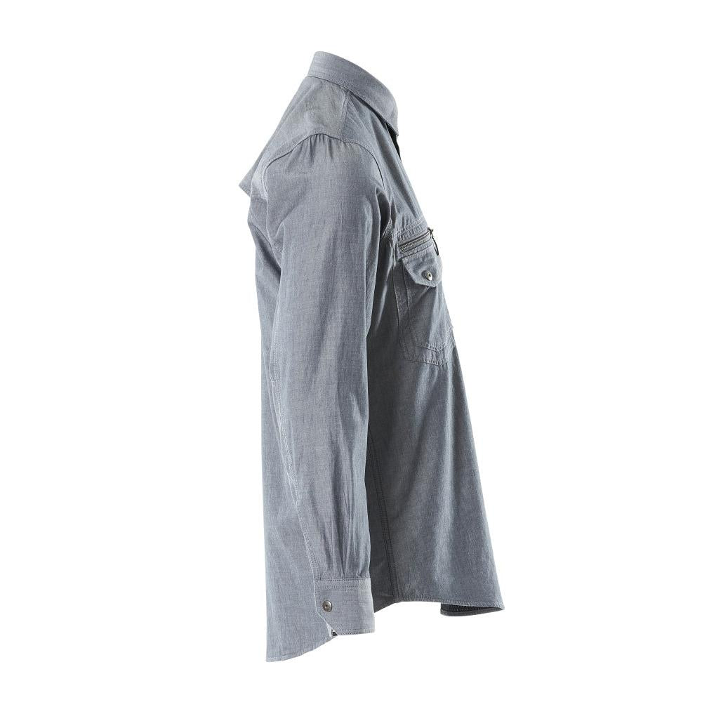Chambray skjorte med meshfor, vasket mørk denim