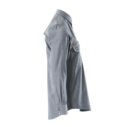 Chambray skjorte med meshfor, vasket mørk denim