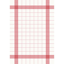 Die Duni GmbH Tischservietten 38x54 cm, rot - 50er Pack zeigt ein stilvolles rotes Gitter auf weiß, ideal für Veranstaltungen als Servietten oder elegante Handtuchservietten, um Ihren gedeckten Tisch aufzuwerten.