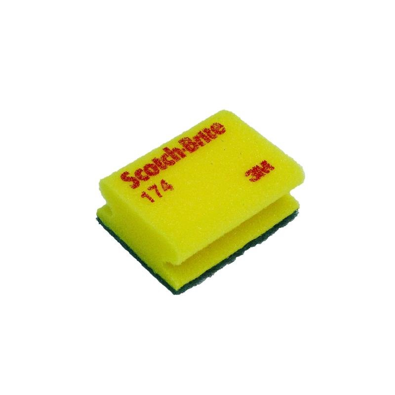 3M™ Scotch-Brite™ svamp 174, gul/grøn, 70 mm x 92 mm, 20 x 10 stykker/etui | Pakke (20 stk.)