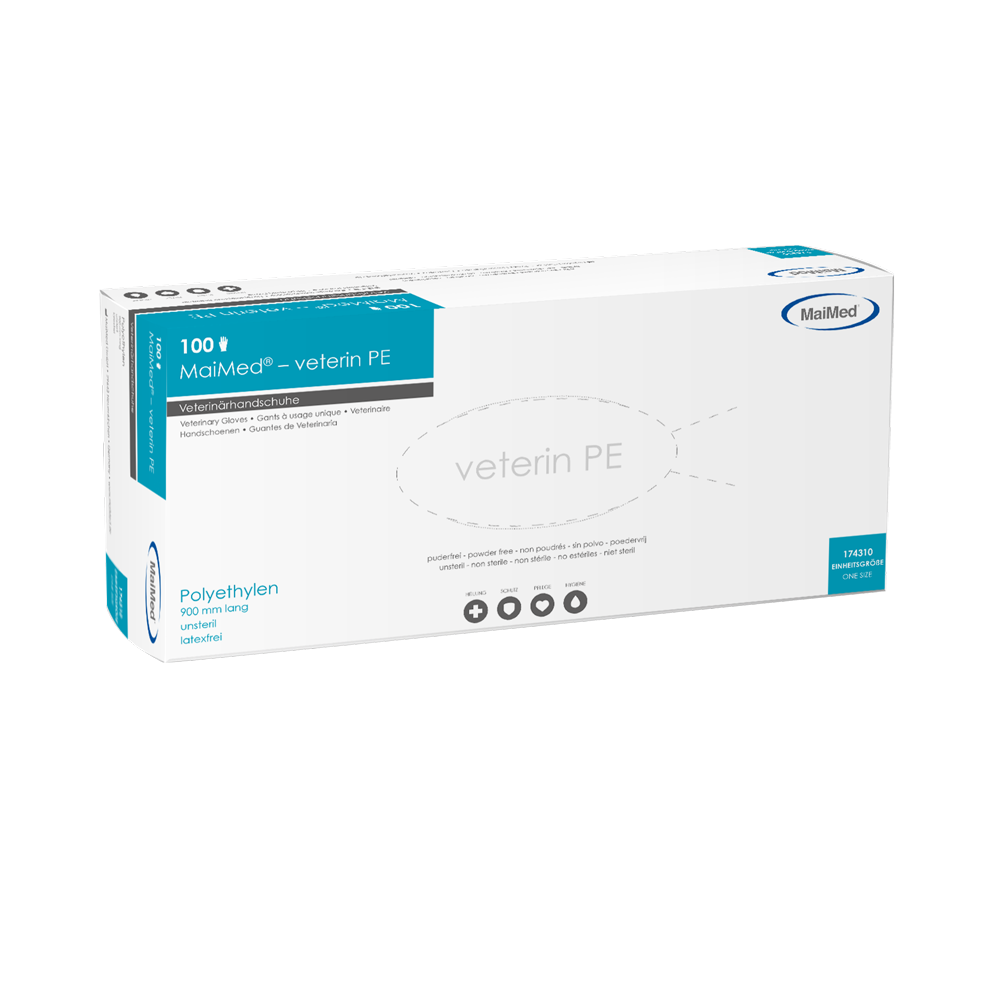 MaiMed-veterin PE veterinærhandsker 90cm, orange, 100 stk./æske | Æske (100 stk.)